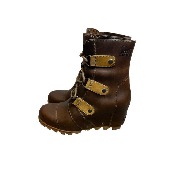 Sorel Joan of Arctic Wedge Mid Lace-Up Boots Women’s 7 Brown Leather Waterproof - Picture 10 of 13
